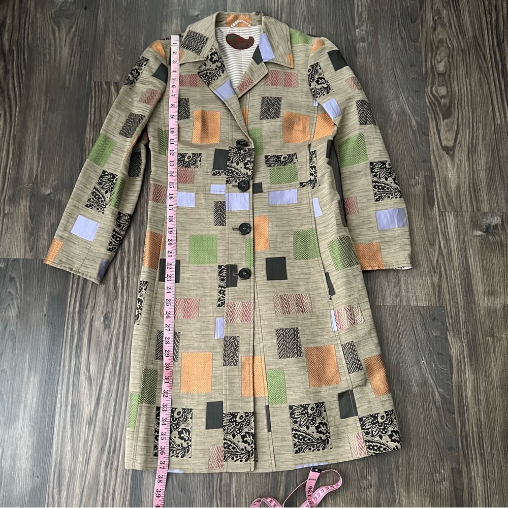 Etro Long Patchwork Silk Blend Designer Coat - image 8
